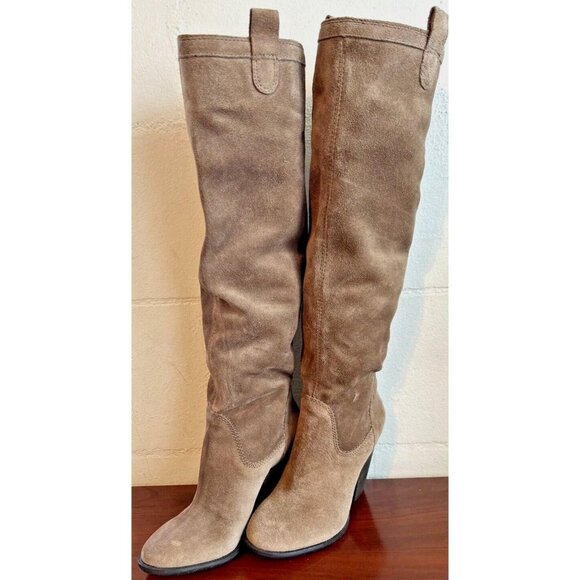 Vince Camuto Tan Brown Suede Braden High Slouch Boots Women Size 5.5 B - Picture 2 of 10